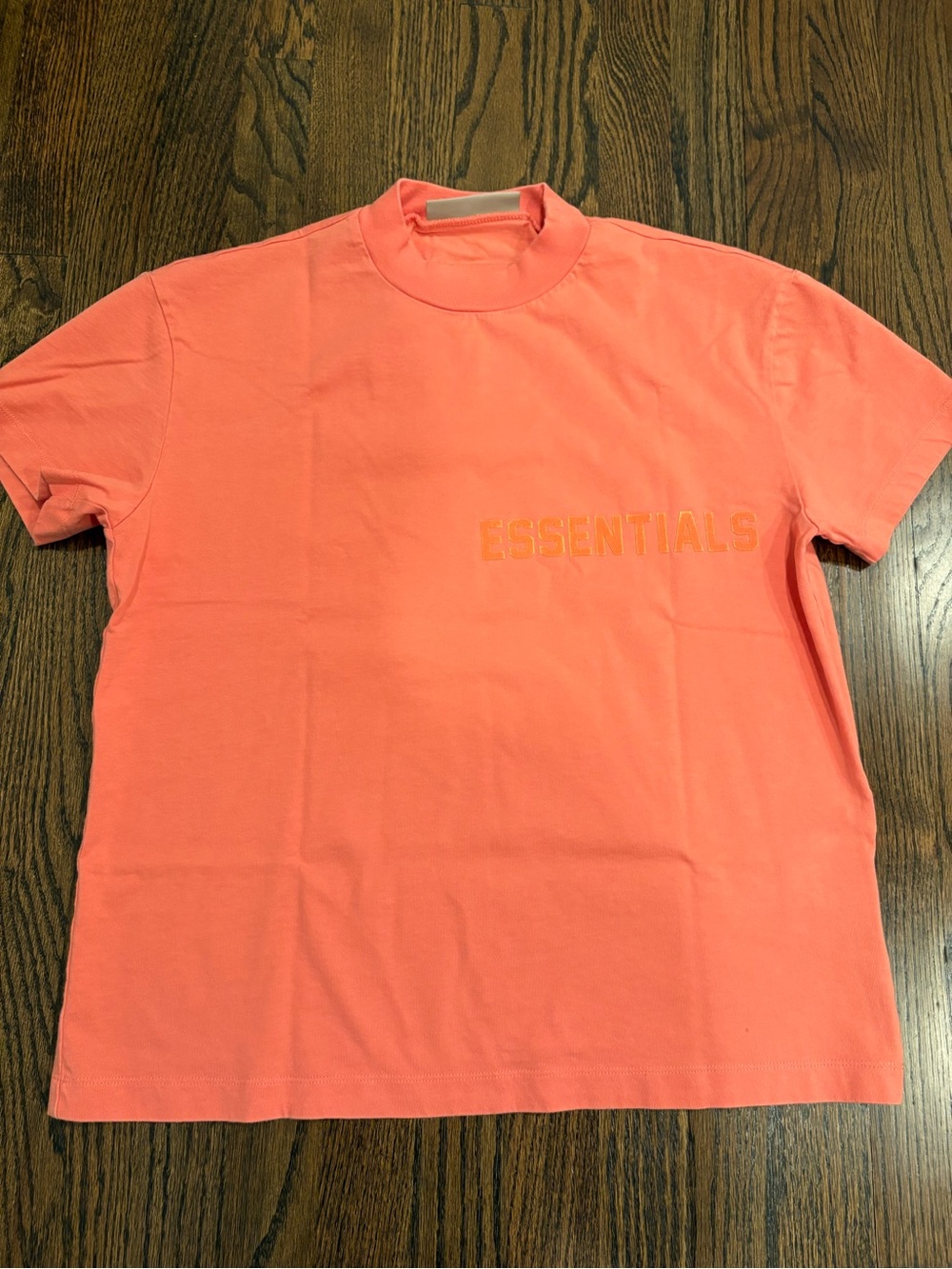 ESSENTIALS Crewneck Logo Tee - Bright Coral